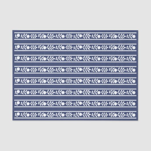 Inky Blue 1 Bone Inlay Floral Border Decoupage  薄葉紙 (正面)