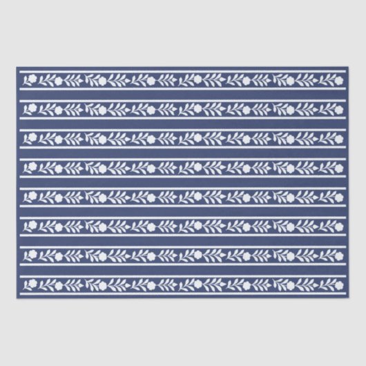 Inky Blue 1 Bone Inlay Floral Border Decoupage  薄葉紙 (正面)