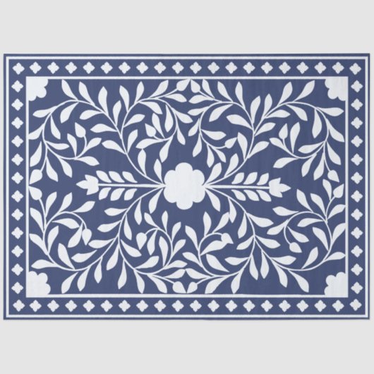 Inky Blue 1 Traditional Bone Inlay Decoupage Paper 薄葉紙 (正面)
