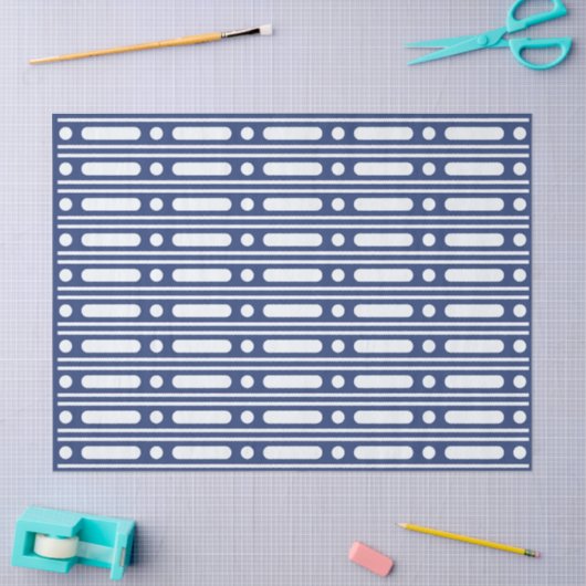 Inky Blue 2 Bone Inlay Dots Border Decoupage 薄葉紙 (クラフト)