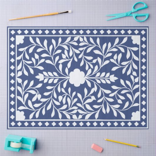 Inky Blue 2 Traditional Bone Inlay Decoupage Paper 薄葉紙 (クラフト)