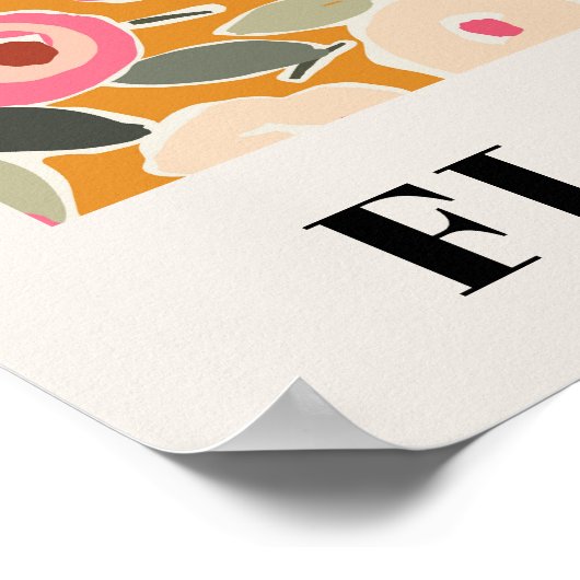 Inky Floral Flower Market Pattern- Sunlit Meadow ポスター (角)