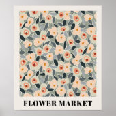 Inky Floral Flower Market Pattern- Sunlit Meadow ポスター (正面)