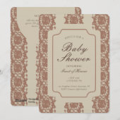 Inky Gender Neutral Geometric Stripe Brown Beige 招待状 (正面/裏面)