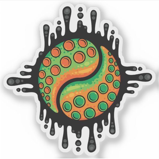 Inky Octopus Tentacle Yin Yang Symbol シール (正面)