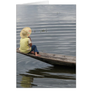 Inle湖のボートの女の子