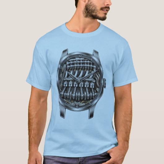 Inline Six Skeleton Engine Watch Tシャツ (正面)
