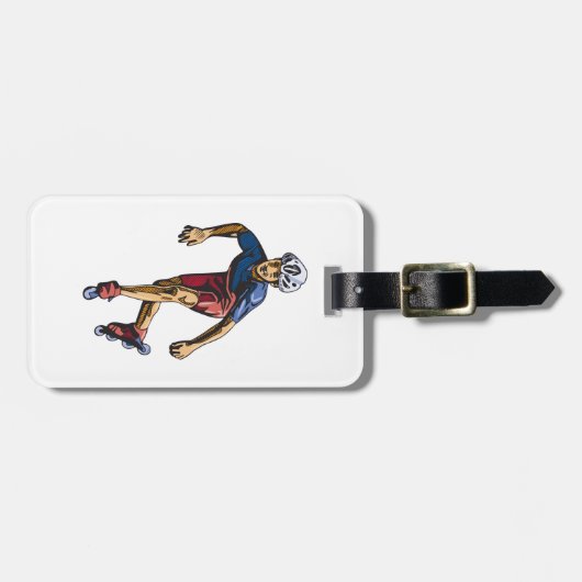 Inline Skater Cool Retro Rollerblading ラゲッジタグ (正面横)