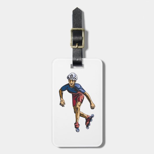 Inline Skater Cool Retro Rollerblading ラゲッジタグ (正面縦)