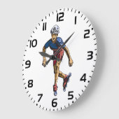 Inline Skater Cool Retro Rollerblading ラージ壁時計 (傾斜)