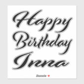 Inna Name Vorname black Sticker Geburtstag シール (シート)