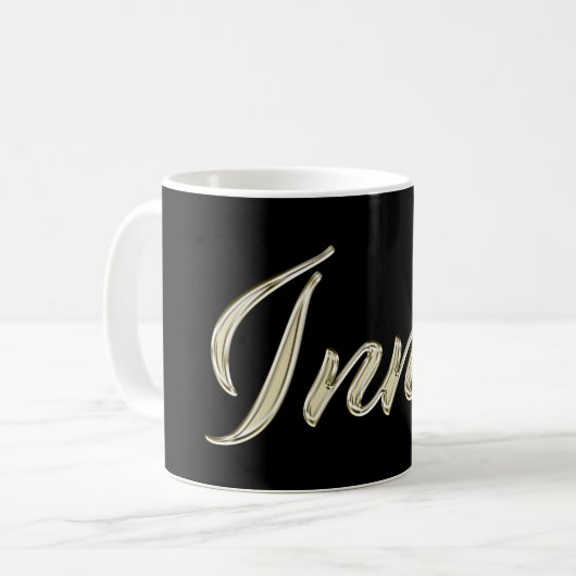 Inna white gold Handwriting Tasse Kaffeetasse コーヒーマグカップ (正面左)