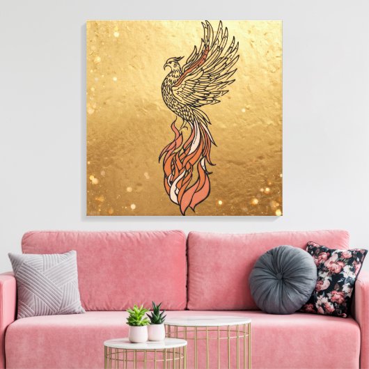 Inner Fire Phoenix Boho Wall Art | Phoenix Rising キャンバスプリント (インサイチュ (リビング))