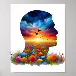 Inner Journey: Vibrant Sunset Wildflower Mindscape ポスター