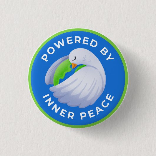 Inner Peaceの電源を入れたPeace Doveボタン 缶バッジ (正面)