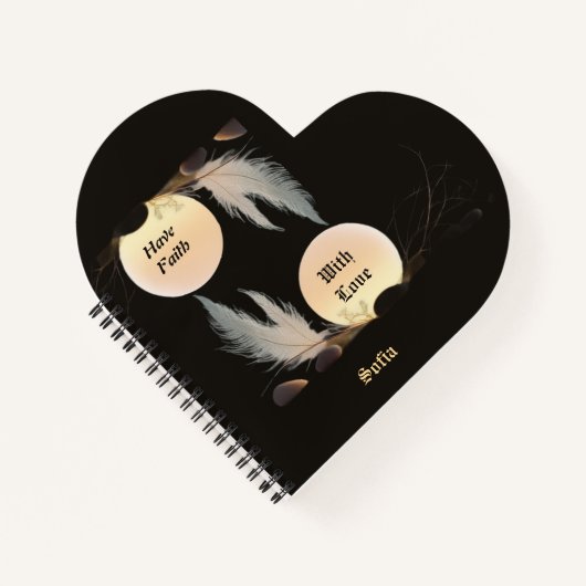 Inner Peace & Healing Heart-Shaped Zen Notebook ノートブック (正面)