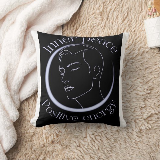 Inner Peace Positive Energy – Minimalist Neon Line クッション (ブランケット)