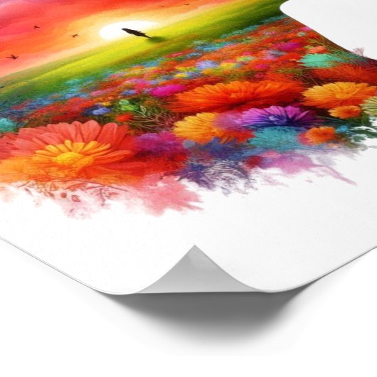 Inner Peace: Vibrant Sunset & Wildflower Mindscape ポスター (角)