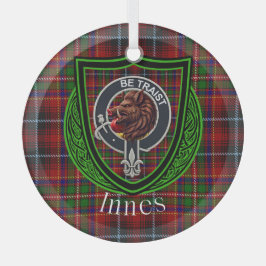Innes Scottish Clan Tartan & Crest ガラスオーナメント