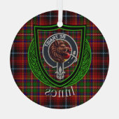 Innes Scottish Clan Tartan & Crest ガラスオーナメント (裏面)