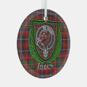 Innes Scottish Clan Tartan & Crest ガラスオーナメント (正面右)