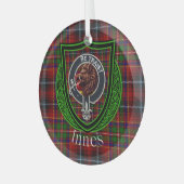 Innes Scottish Clan Tartan & Crest ガラスオーナメント (正面左)