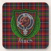 Innes Scottish Clan Tartan & Crest コースター (正面)