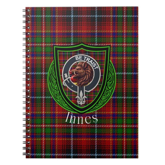 Innes Scottish Clan Tartan & Crest ノートブック (正面)