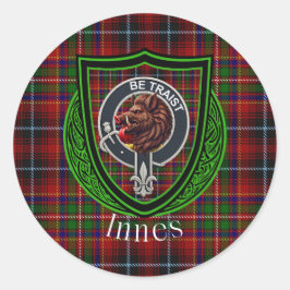 Innes Scottish Clan Tartan & Crest ラウンドシール