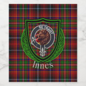 Innes Scottish Clan Tartan & Crest ワインラベル (シングルラベル)