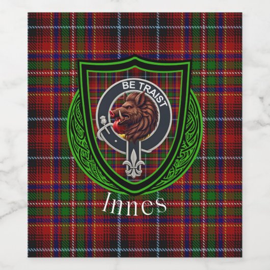 Innes Scottish Clan Tartan & Crest ワインラベル (シングルラベル)