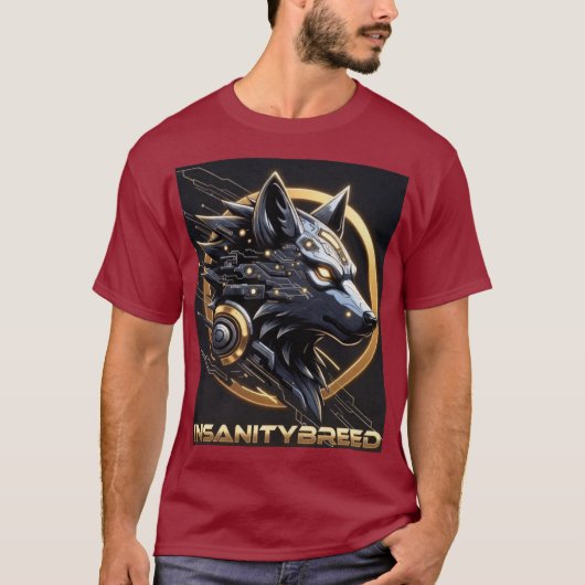 INSANITYBREED - Cybernetic Wolf Tech T-Shirt (AI A Tシャツ (正面)