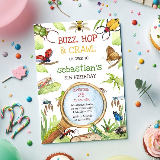 Insect Bug Party Birthday Invitation 招待状