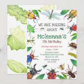 Insect Bug Party Birthday Invitation 招待状 (正面/裏面)