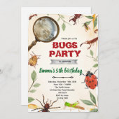 Insect Bugs Birthday party Invitation 招待状 (正面/裏面)