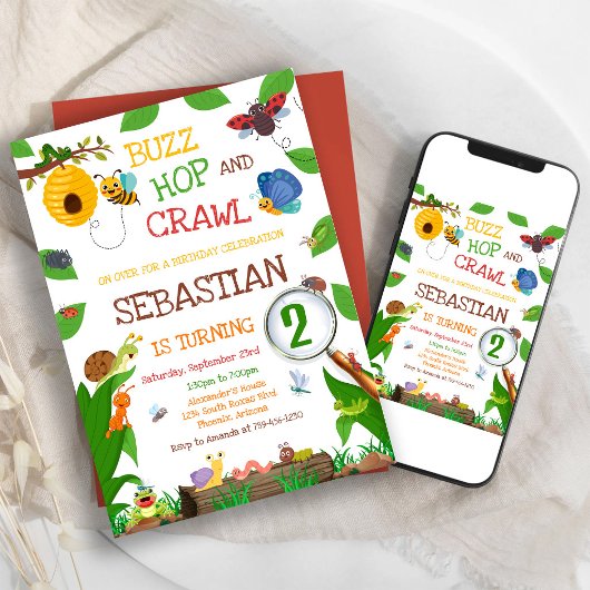Insect Kids Birthday Invitation 招待状