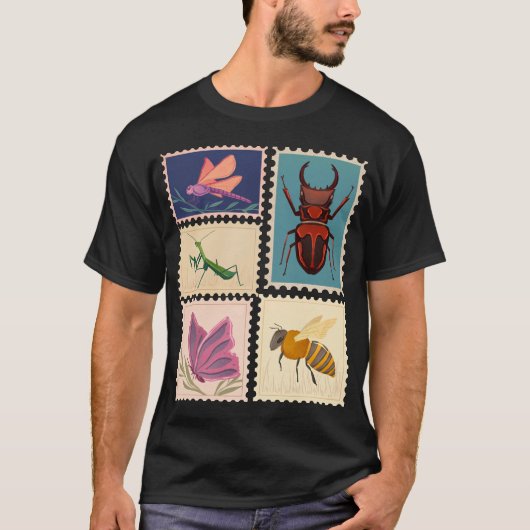 Insects Vintage Postage Stamps Tシャツ (正面)