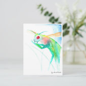 Insekt Gottesanbeterin in bunten Aquarellfarben ポストカード (スタンド正面)