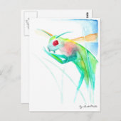 Insekt Gottesanbeterin in bunten Aquarellfarben ポストカード (正面/裏面)