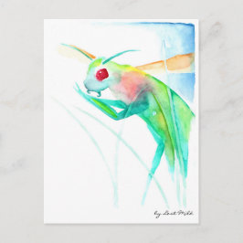 Insekt Gottesanbeterin in bunten Aquarellfarben ポストカード