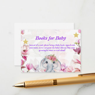 Insert Card Books for Baby Elephant Floral. エンクロージャーカード