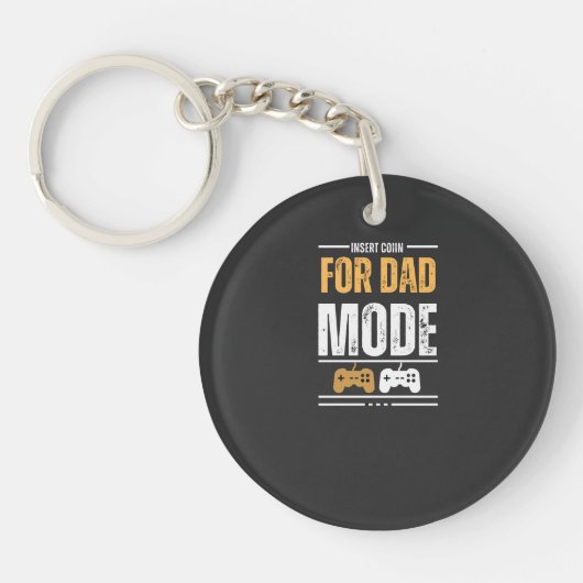 Insert Coin for Dad Mode Gaming Art button キーホルダー (正面)