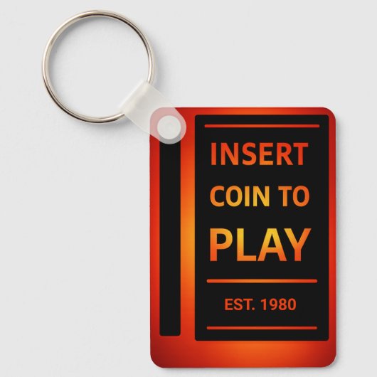 Insert Coin to Play Personalized EST Year Keychain キーホルダー (正面)
