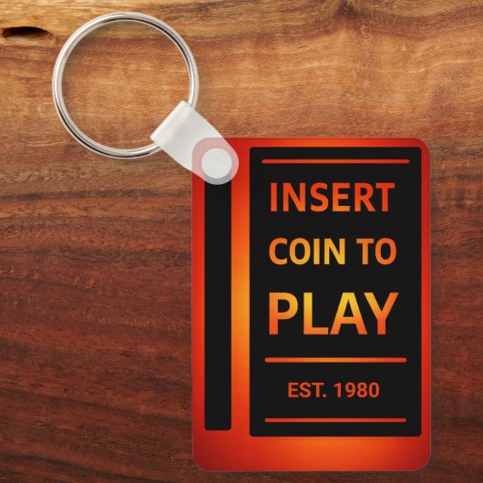 Insert Coin to Play Personalized EST Year Keychain キーホルダー (正面)