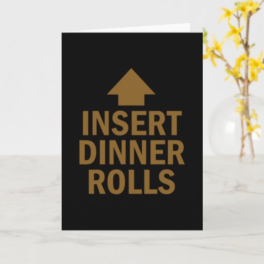 Insert Dinner Rolls Funny Pointing Arrow To Mouth  カード (黄色い花)