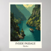 Inside Passage Alaska Fjord Boat ポスター (正面)