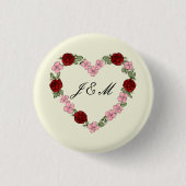 Insigne crème avec un cœur rose et rouge 缶バッジ (正面)