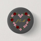 Insigne gris avec couronne de fleurs 缶バッジ (正面)