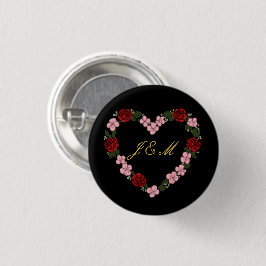Insigne noir avec un cœur rose et rouge 缶バッジ