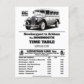 Insmouth Bus Schedule Joe Sargent ポストカード